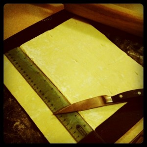 Cutting puff pastry