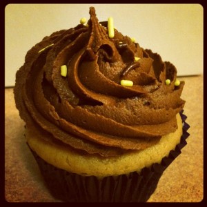 Peanut Butter Banana Mousse Cupcakes with Chocolate Peanut Butter Frosting for Head Brewer Chris Lapierre of Iron Hill Maple Shade